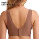 Domilo Wireless Full Coverage Bra Back Smoothing Seamless Support and Lift Everyday Bras for Older Women(Coffee, 2XL)