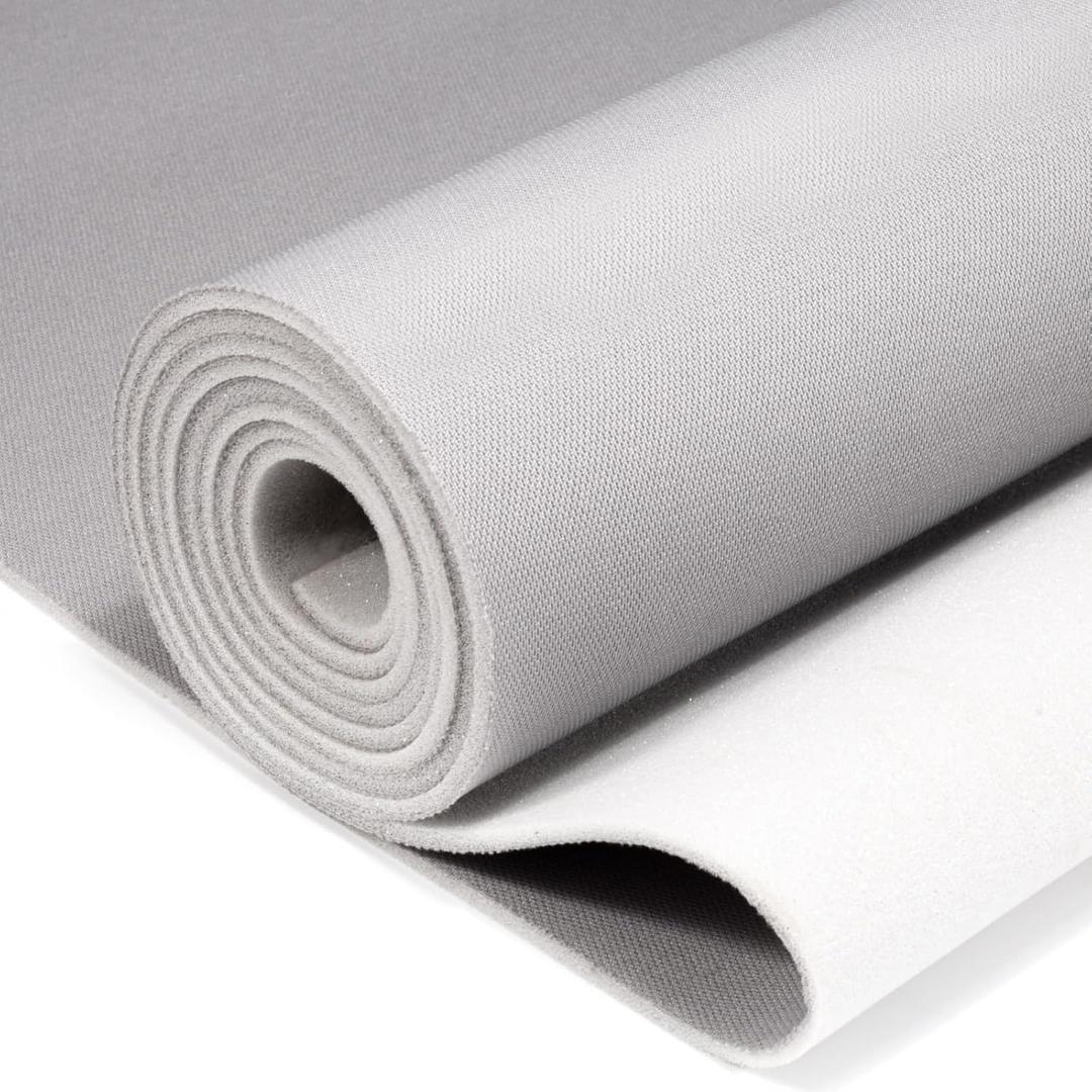 Babnecl Auto Headliner Fabric 142" L 60" W Mesh Type with Foam Backing - Tube Packaging - Gray Interior Replacement Material for Car/Truck/SUV/RV Roof - Home Repair/DIY Headliner Material