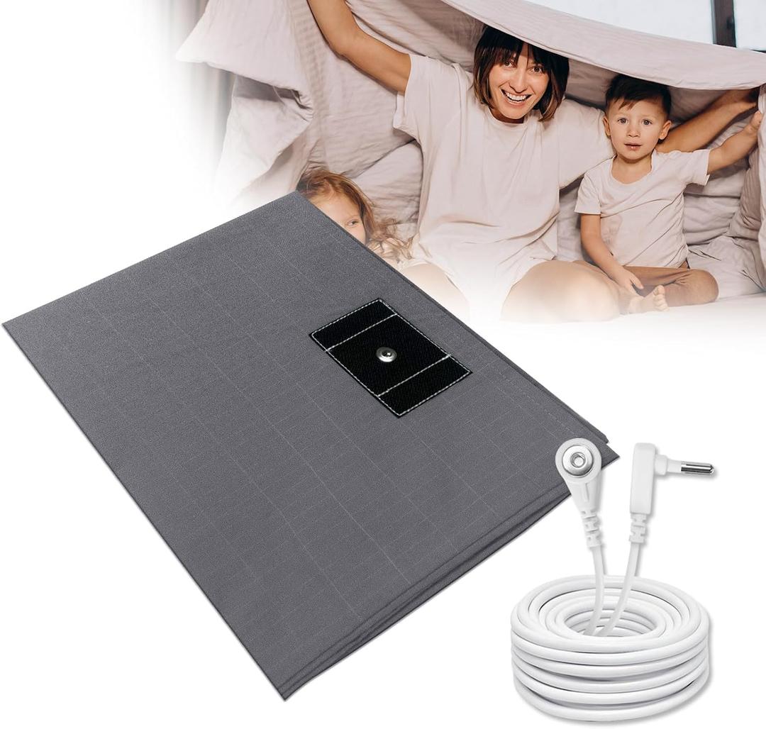 Grounding Sheet, Grounding Sheet with Silver Fiber & Organic Cotton Grounding Sheet for Bed with Grounding Cord Improve Sleep Help with Anxiety (35x90 Inch Gray