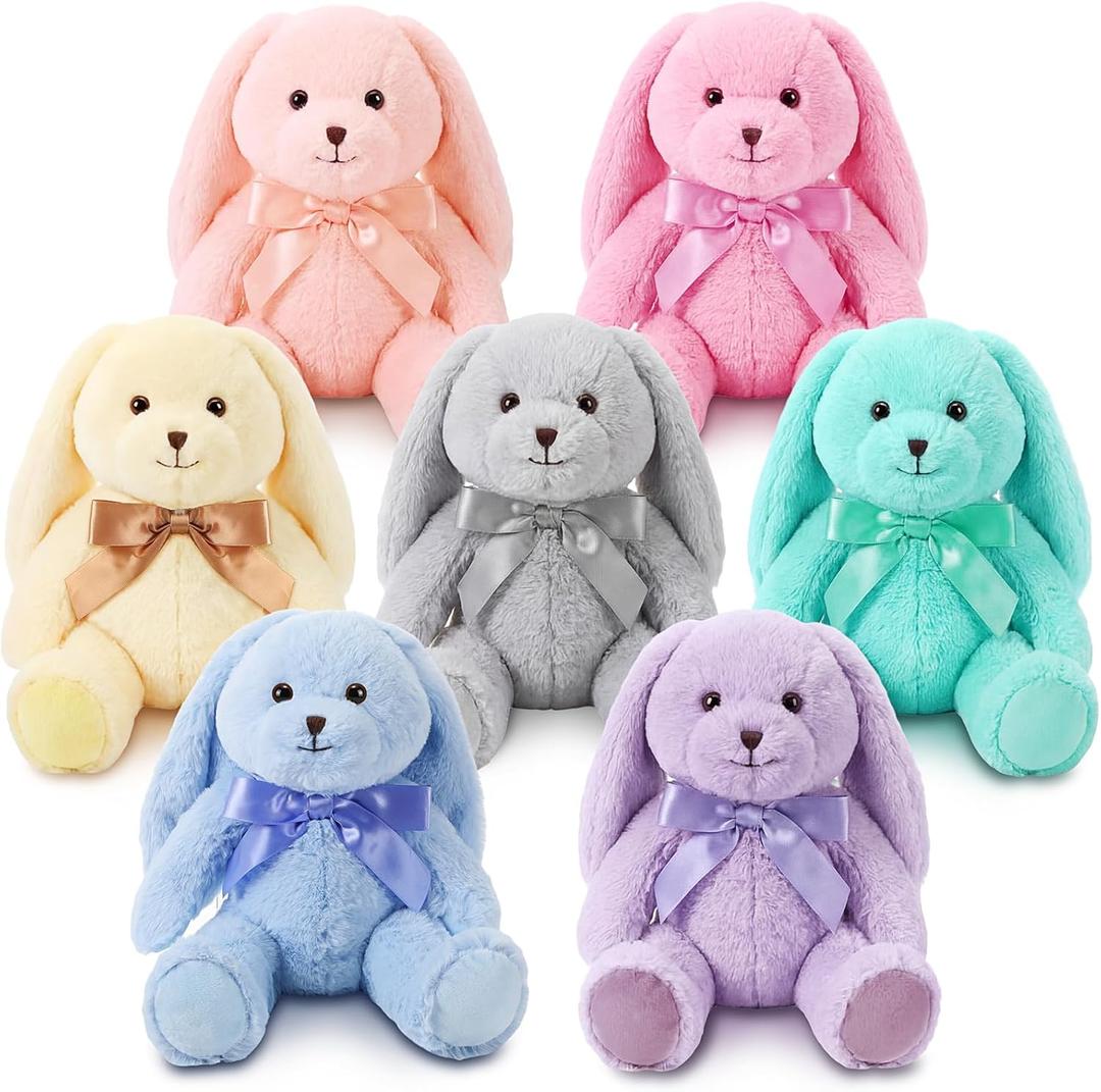 Civaner 7 Pcs Stuffed Animals Bulk 12.5 Inch Cute Soft Animal Plush Toys for Kids Birthday Gifts Baby Shower Party Decorations (Pastel Color,Bunny)