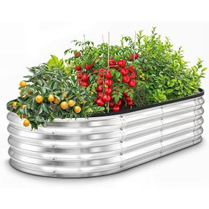 8 X 2 X 1.4 Ft Galvanized Raised Garden Bed,Sturdy and Easy to Assemble Oval Raised Planter Beds Outdoor for Vegetables, Gardening, Flowers, Fruits（Light Green）