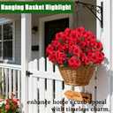 Artificial Flowers for Outdoors, 6 Bundles Realistic Silk Fake Red Geraniums, Faux Plastic Flowers for Outdoor Planters, Hanging Baskets, Window Boxes, Porch, Patio Decor