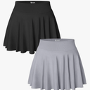 OQQ Women 2 Piece Skirts 2 in 1 Flowy Basic Versatile Stretchy Flared Casual Mini Skirts Size L