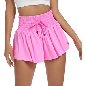 Blaosn Flowy Athletic Shorts for Women Workout Running Gym Yoga High Waist with Pockets Sweat Skorts Casual Summer Clothes (Pink, M)