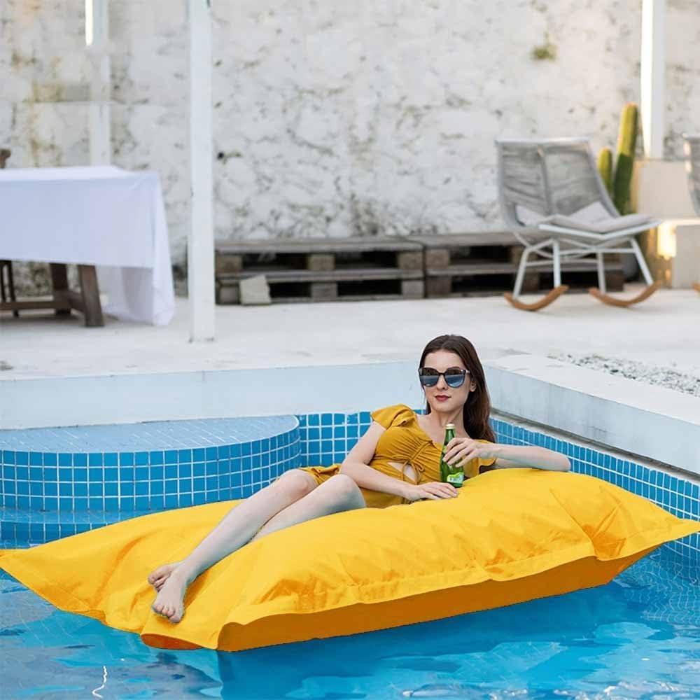 SXBCyan Floating Bean Bag for Pool No Filler - Reusable Bean Bag for Swimming- Outdoor Stripes Bean Bag Pouf Cover-Water Play Lounge Chair (Color : Yellow, Size : 140x180cm Empty Cover)