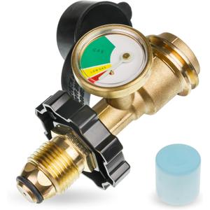 BlueStars [100% Solid Brass] 100 lb Propane Tank Adapter, POL Propane Gauge for 100 lb Propane Tank, Converts POL LP Tank Service Valve to QCC1/Type 1 - Old to New Connection Type