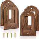 4 Pcs Walnut Wood Light Switch Cover Brown Outlet Covers Wall Plate Decorative Boho Plug Plate Vintage Rustic Contemporary Interior Room Home Decor (13 * 8.2cm,Arch Single Decorator)