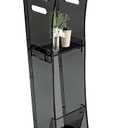 43" Semi-Transparent Black Acrylic Podium&Lectern Stand Portable with Storage Shelf, pulpits for Churches, for Speech, for Presentation, Shtender