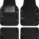 CAR PASS Bling Diamond Car Floor Mats, Sparkling Crystal Shining Glitter Rhinestone Carpet, Anti-Slip PVC Heel Pad Waterproof Universal for Automotive SUV,Sedan,Van,4pcs Girl Women Men Black Diamond