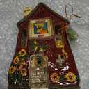 Blue Sky Clayworks Harvest House Candle House, Ceramic, 4.75" D x 5.25" W x 7.88" H, Sunflower Barn Glow