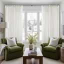 100 Inch Width Curtains 96 Inches Long Pinch Pleat Linen Semi Sheer for Patio Sliding Door Light Filtering Pleated Drapes Back Tab Ivory Beige White Extra Wide 100 x 96 Curtain for Living Dining Room