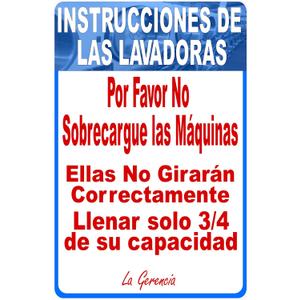 Spanish Washing Machine Instructions Do Not Overload Sign Metal Sign 12X8 Inches