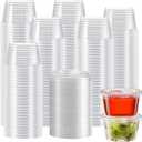 Lamosi 360 Set 4 oz Jello Shot Cups with Lids, Small Plastic Condiment Cups | Food Safe Disposable Souffl Storage Portion Containers for Salad, Dressing, Sauce, Dipping, Snacks