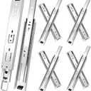 14 inch Drawer Slides 4 Pairs (8pcs) 3 fold Full Extension Side Mount Cabinet Drawer Glides 14" Silver Cabinet Rails for Dresser, Cabinet, Kitchen,Trash Can, Wardrobe 100 LB Capacity