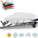 Heavy Duty 1200D PU Waterproof Boat Cover, 20'- 22' Trailerable Marine Grade Polyester Canvas, Fits 20-22ft V-Hull, Runabout, Fishing Boat, Tri-Hull, Pro-Style Bass Boat with Tightening Strap (20'-22' Long (Beam Width Up to 100"), Gray)