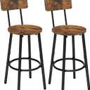 HOOBRO Bar Stools,Set of 2 Round Bar Chairs with Back,25.2" Bar Chairs for Kitchen Island, Dining Room,Counter Height Bar Stools, Easy to Assemble, Rustic Brown and Black BF32BY01G2
