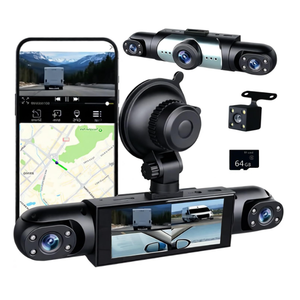 4 Channel Dash Cam 360° View, 1080P Front and Rear Inside, Left Right Dash Camera for Cars, Night Vision, WiFi & APP Control, GSensor, Loop Recording with 64GB SD Card (Y108WiFi+64G)