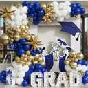 Graduation Balloon Arch Kit 139Pcs Blue and Gold Balloon Garland Royal Blue White Metallic Gold Confetti Balloons for Class of 2026 Congrats Grad Celebrations Birthday Supplies