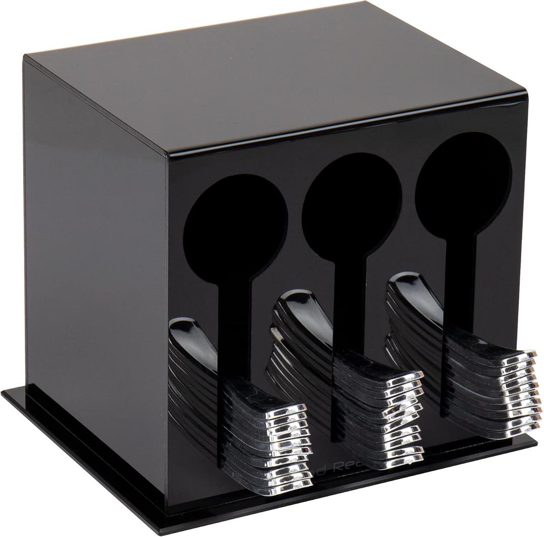 Mind Reader Utensil Dispenser, Silverware Organizer, Plastic Fork and Spoon Dispenser, Kitchen, Black