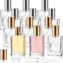 Foraineam 12 Pack 1 oz / 30ml Clear Glass Perfume Bottle, Refillable Empty Fine Mist Atomizer Spray Bottles, Portable Square Atomizer Bottles for Fragrance, Lotion, Essential Oil