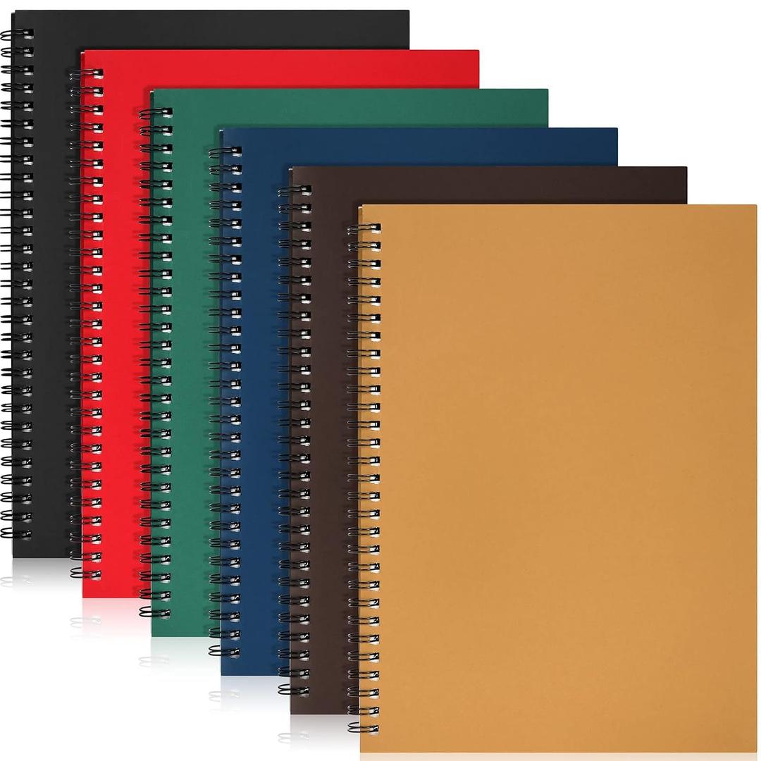 6 Pack B5 Spiral Notebook, 70 Sheets, 140 Pages, Hardcover, Sketchbook for School, Office, Travel