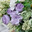 KAOYOO 4 PCS Artificial Peony Bouquet Short Stem for DIY Wedding Decoration Bridal Bouquet Home Decorations(Purple 4-PCS)
