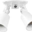 3 x GLOBE Electric 240W Twin Head Dusk to Dawn Security Flood Light, White Finish, Automatic Photocell, Hardwired, Weather Resistant Outdoor Spotlight, 17000081