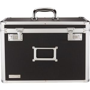 Vaultz File Organizer Storage Box - 14 x 7.25 x 12 Inch Legal Size, Portable Locking Storage Totes with Dual Combination Locks for Filing Office Documents - Black