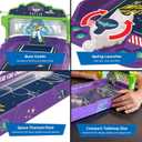 Disney Pixar Toy Story Wooden Tabletop Air Hockey Game, 2-Player, Ages 4+ | Built-In Airflow Creates Real Arcade-Style Play, Includes 2 Pushers, Puck and Score Counters, Requires 3 AA Batteries