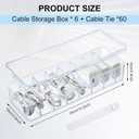Tatuo 6 Pcs Cable Organizer Box with Wire Ties, Plastic Cord Storage Box with Lid, Electronics Organizer for Home Office Desk Organizers and Accessories (Clear)