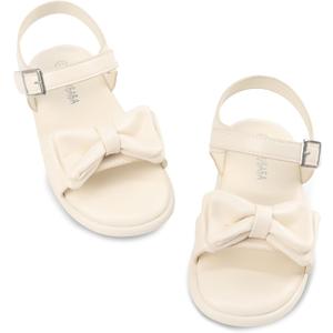 Wulubaba Toddler Girl Sandals Open Toe Flower Girl Dress Shoes | Water Resistant PU, Memory Foam Insole, Hook Loop Closure, Summer Shoes, Toddler And Little Kid, Size 12