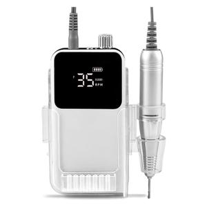 Rechargeable Nail Drill Machine, Cordless 35,000Rpm Brushless Nail Drill Gel Tools, Portable Nail File with Protective Case, Great for Home Or Salon,White