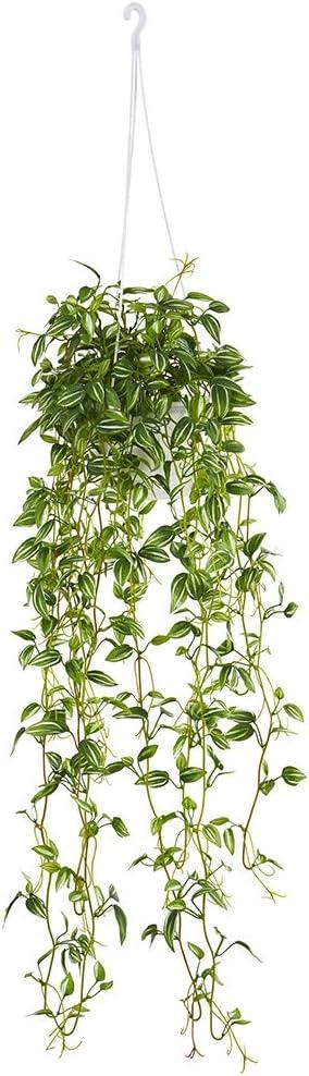 Nearly Natural Green Variegated Wandering Jew Hanging Basket Artificial Plant