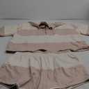 Panadila Women Striped Workout Set Two Piece Outfit Tracksuit Oversized Lounge Set Top and Shorts Sets with Pockets (Medium, Beige White Combo)