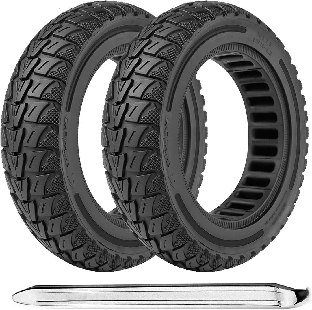 TOCBEUU 10x2.5 Inch Solid Tires for Electric Scooter, 60/70-6.5 Replacement Wheels, Rubber Tyre for Segway Ninebot Max G30P/G30LP/G30/G30D/G30E/G30LP/G30D II/G30 Max/G2/F2 pro& Hiboy S2 MAX (2PCS)