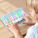 iPlay, iLearn Kids Mini Piano Toy W/Rainbow Lights, Toddler Pocket Travel Piano Keyboard for 1-3, Portable Musical Instrument Toys, Music Interactive Birthday Gift 2 4 5 6 Year Old Boy Girl Child-Blue