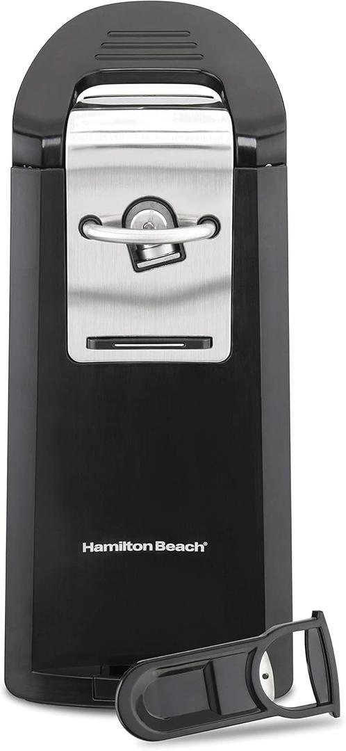 Hamilton Beach Smooth Touch Electric Automatic Can Opener Easy Push Down Lever, For All Standard-Size and Pop-Top, Extra Tall, With Bottle Opening Accessory and Built-In Knife Sharpener, Black