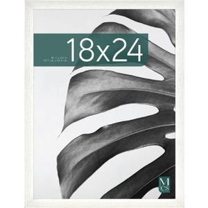 MCS Studio Gallery 18x24 Poster Frame White Woodgrain Engineered Wood, Vertical & Horizontal Wall Hanging Large Picture Frame for Photos, Posters & Art Prints (1-Pack)