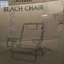 5-Position Low Beach Chair, Portable Lightweight Folding Beach Chair with Wooden Armrests, Storage Pouch & Carry Strap, Coastal Beach Print Reef Indigo