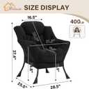 Welnow Black Single Lazy Chair for Living Room, Modern Reading Accent Chair with Armrests and a Side Pocket, Leisure Lazy Sofa Chair for Small Space, Bedroom, Dorm
