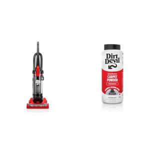Dirt Devil Multi-Surface+ Upright Bagless Vacuum Cleaner Machine for Carpet and Hard Floor, UD76200V + 32 oz Carpet Powder, Room Refresher, Odor Eliminator, Spring Meadows Scent, AD31210