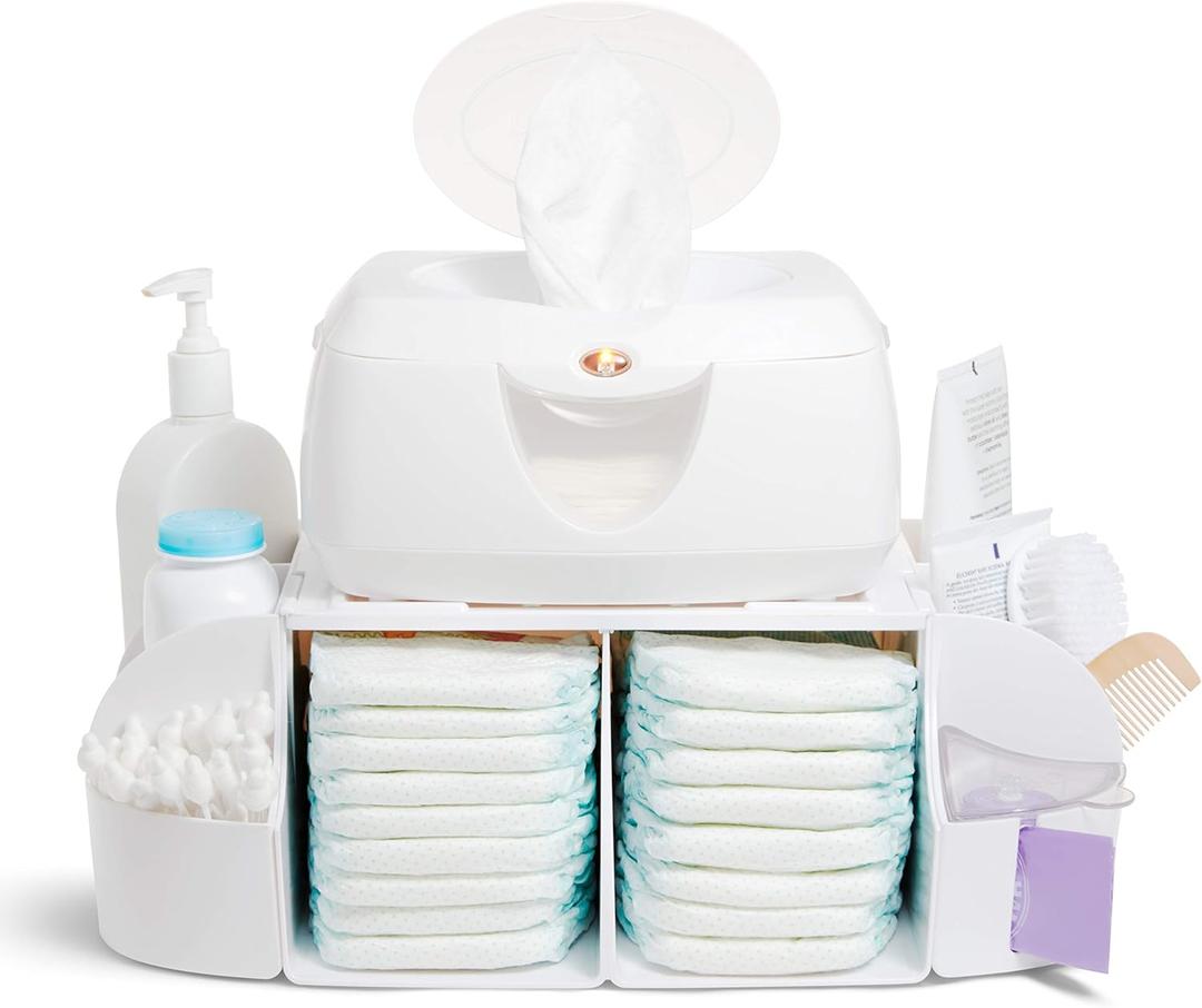 Munchkin Diaper Change Organizer, Green/white (14 Piece Set)