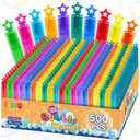 200 Pcs Mini Bubble Wands in 10 Colors, Bulk Party Favors for Kids, Themed Birthday, Christmas, New Year, Valentine, Carnival, School Classroom Prizes for Boys & Girls, Ideal Goodies Bags Stuffers