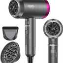 Hair Dryers for Women, CONFU Hair Dryer with Diffuser, Blow Dryers for Men, Hairdryer with Diffuser Attachment, Portable Lightweight Fast Drying Negative Ion Hairdryer for Home (Grey)