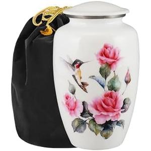 Pink Rose Humming Bird Adult Cremation Urns for Human Ashes - Decorative Urn, Ashes Urn & Male,Urns for Ashes Men & Women,Funeral Urn (Pink Rose, Adult)