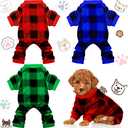 3 Pieces Christmas Dog Pajamas Red Buffalo Plaid Jumpsuit Puppy Pet Pajamas Buffalo Check Cute Apparel for Small Medium Dog Cat Chihuahua Puppy Christmas Costume(S (fit 3.3-5.5lbs)