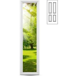 Pushglossy 2 Pcs 8" x 36" Entry Door Glass Insert with Low-e Clear Glass Raised Frame White Exterior Front Door Sidelite Window Inserts Replacement Kit for Home Improvement (1 Lite)