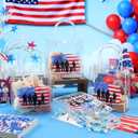 24 Pcs Patriotic Clear Gift Bags Red White Blue Handles PVC Treat Bags for 250th Anniversary 4th of July(American Flag), 5.9 x 6.3 x 2.7 inches