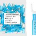 Haisstronica 100pcs #10 Blue Marine Grade Heat Shrink Fork Connectors,16-14 Gauge Insulated Electrical Crimp Wire Terminals