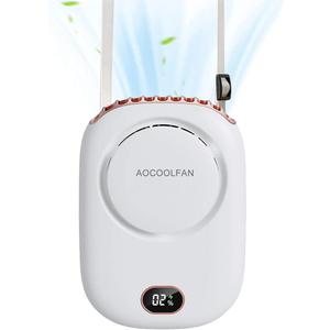 AOCOOLFAN Portable Neck Fan, Mini Small Personal Handheld Fan USB Rechargeable 3 Speed for Girls Boys Woman Eyelash Travel Home Office Outdoor (White)